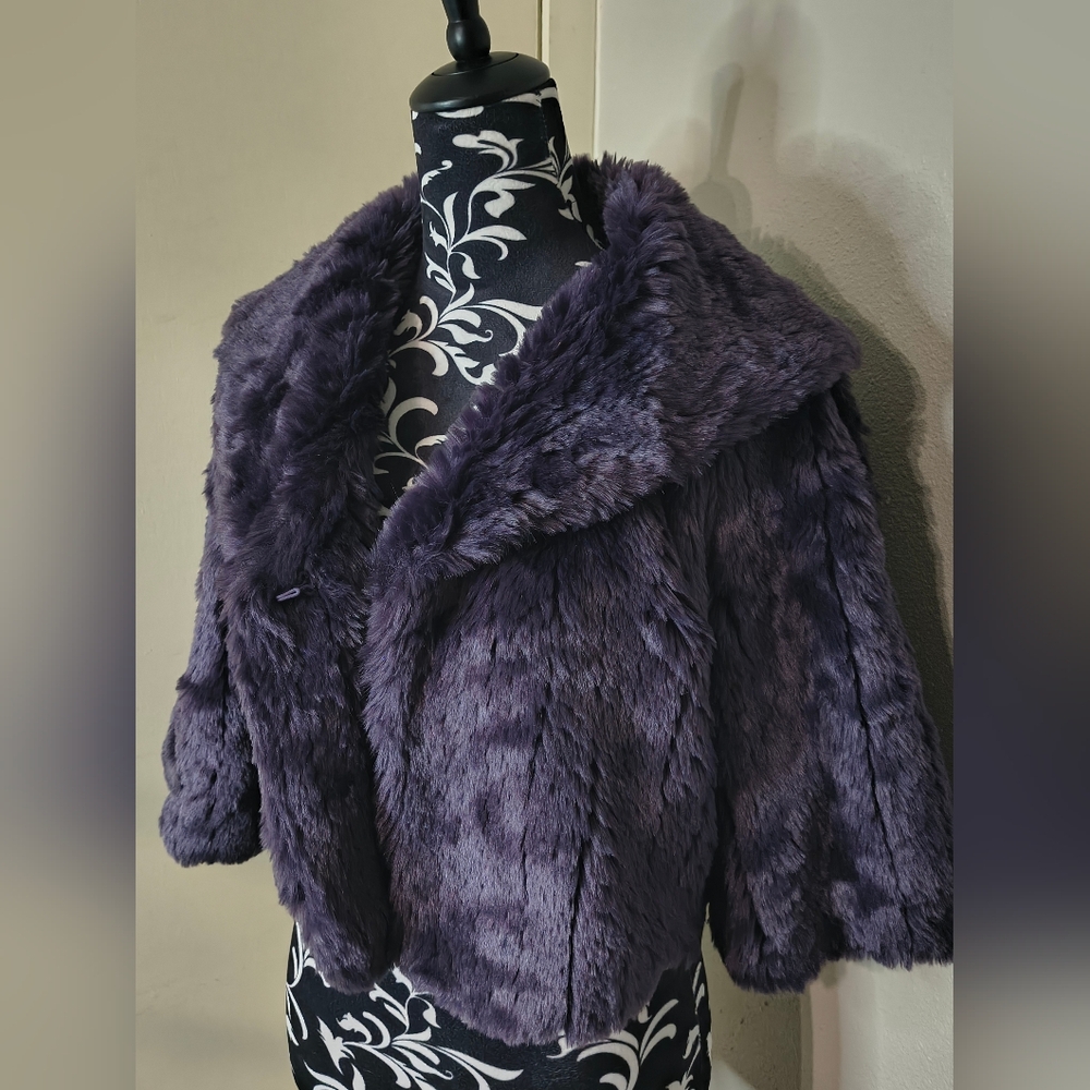 Newport News Plush Purple Teddy Jacket - Picture 3 of 9